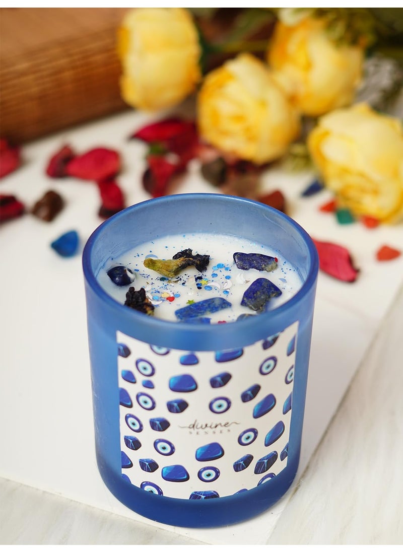 Divine Senses Scented Candles Aromatherapy Meditation Manifestation Candles Evil Eye Natural Soy Wax Hand Poured 25 Hours Burning time Candles for Home Decor Apple Lemon Lilly