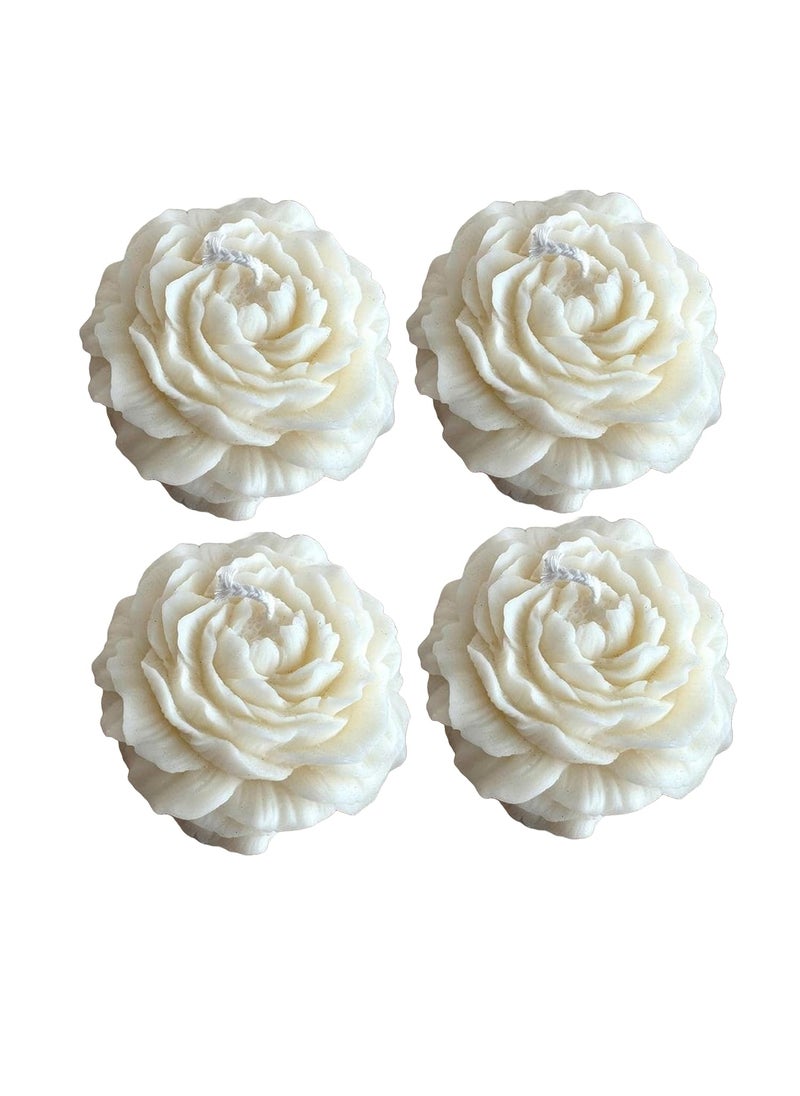 Velas Hand Crafted Peony Flower Scented Soy Wax Candle Perfect for Home Decor Lighting Diwali Gifting 4WhitePeonyFlower