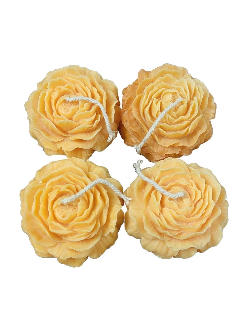 Velas Hand Crafted Peony Flower Scented Soy Wax Candle Perfect for Home Decor Lighting Diwali Gifting 4GoldenPeonyFlower