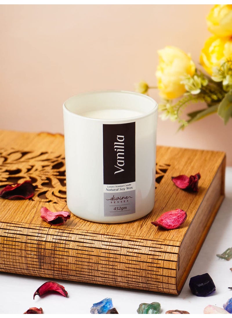 Divine Senses Luxury Scented Candles Aromatherapy Meditation Manifestation Candles Natural Soy Wax Hand Poured 40 Hours Burning time Candles for Home Decor Gifting Vanilla Fragranced