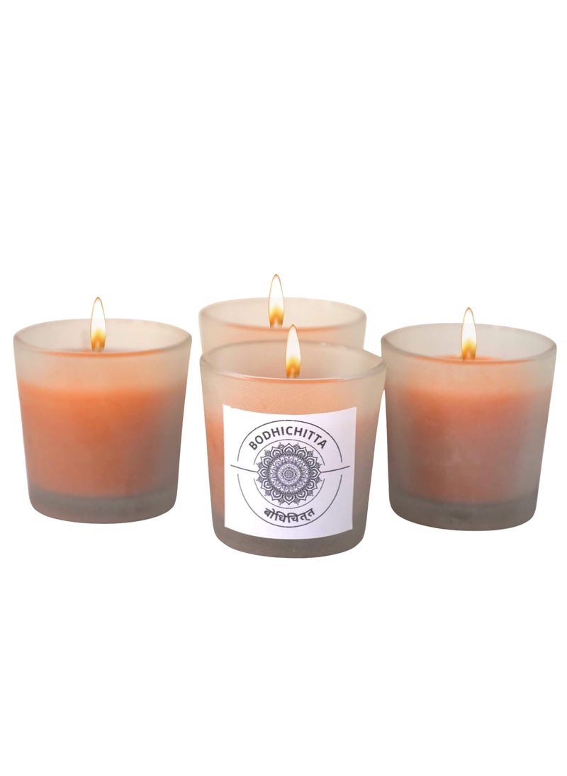 Sandalwood Scented Votive Gass Candle Pack of 4 160gm Each by Bodhichitta