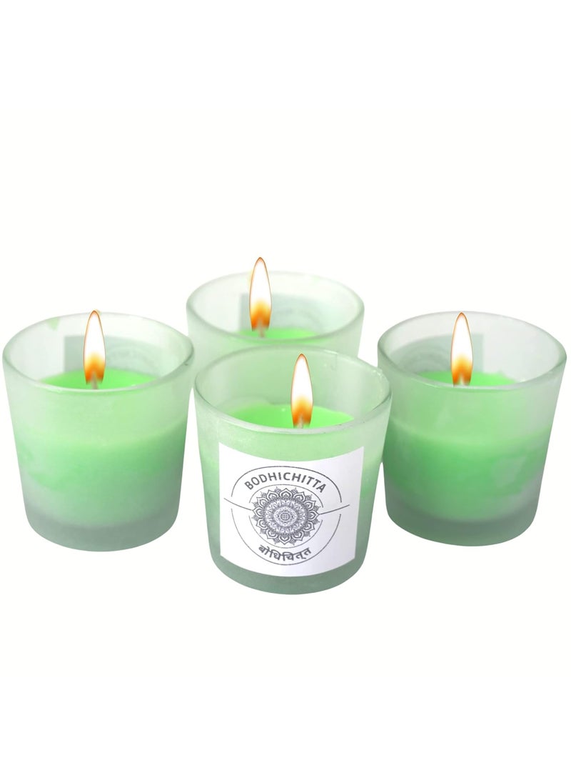 Tea Tree Scented Votive Gass Candle Pack of 4 160gm Each by Bodhichitta