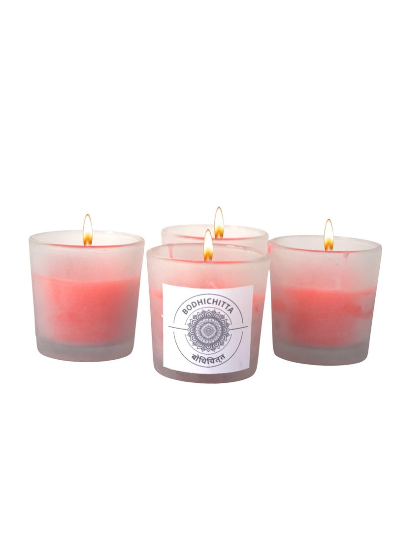Rose Scented Votive Gass Candle Pack of 4 160gm Each by Bodhichitta