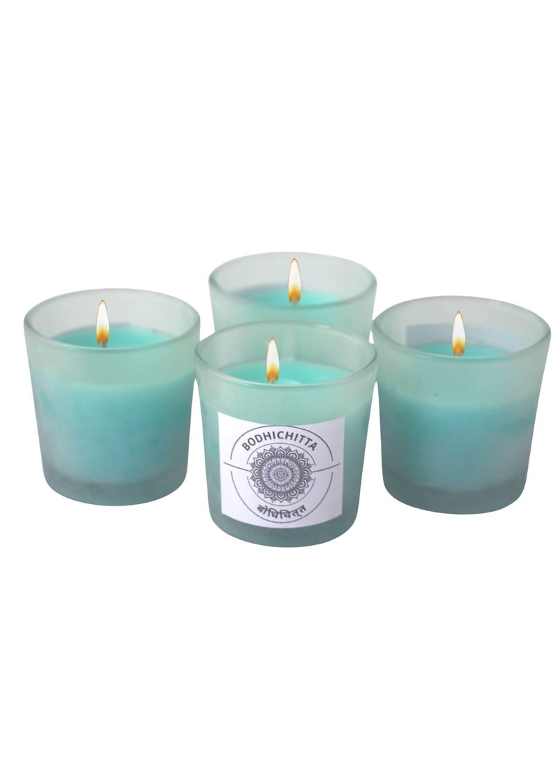 Ocean Breeze Scented Votive Gass Candle Pack of 4 160gm Each by Bodhichitta