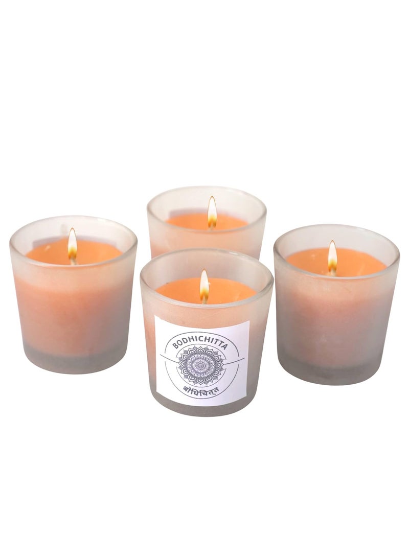 Orange Scented Votive Gass Candle Pack of 4 160gm Each by Bodhichitta
