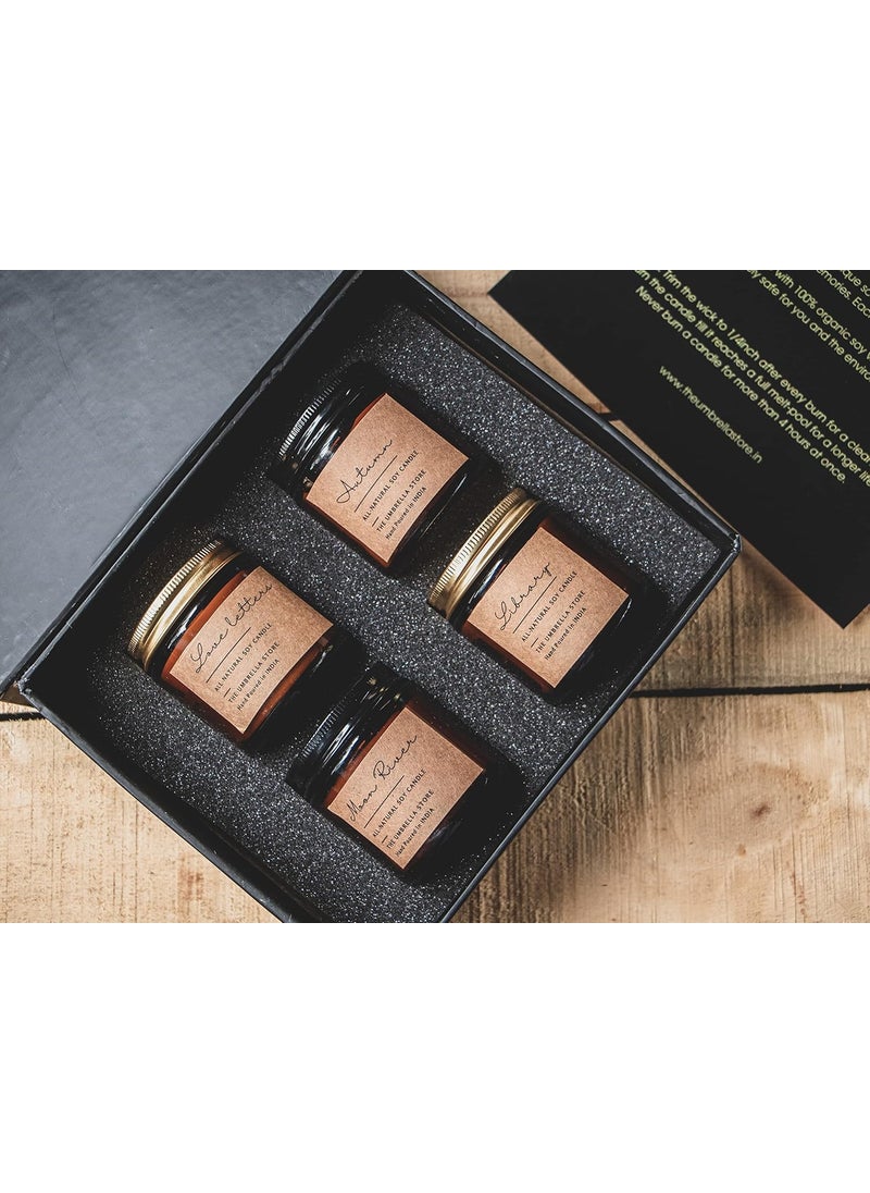 THE UMBRELLA STORE Scented Candle Gift Set Scented Candles Gift Set of 4 Love Letters Library Moonriver Autumn
