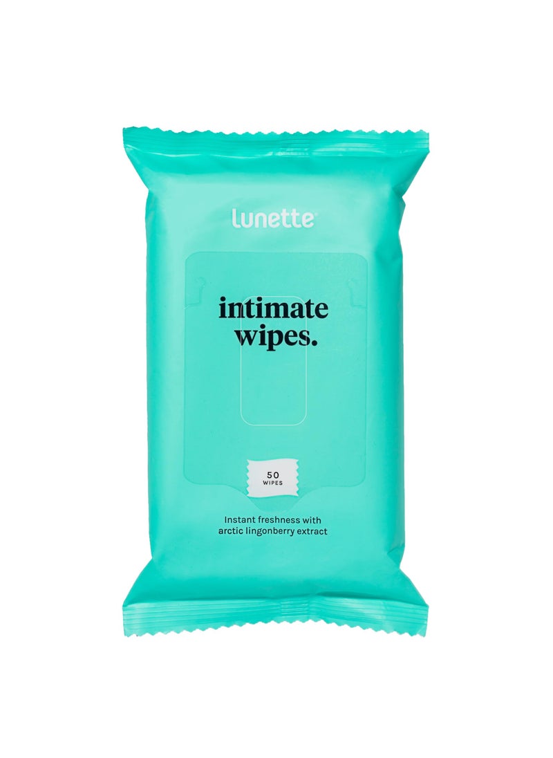 Lunette Intimate Wipes, Great for intimate areas when on the go, 1 Pack, 50 Wipes