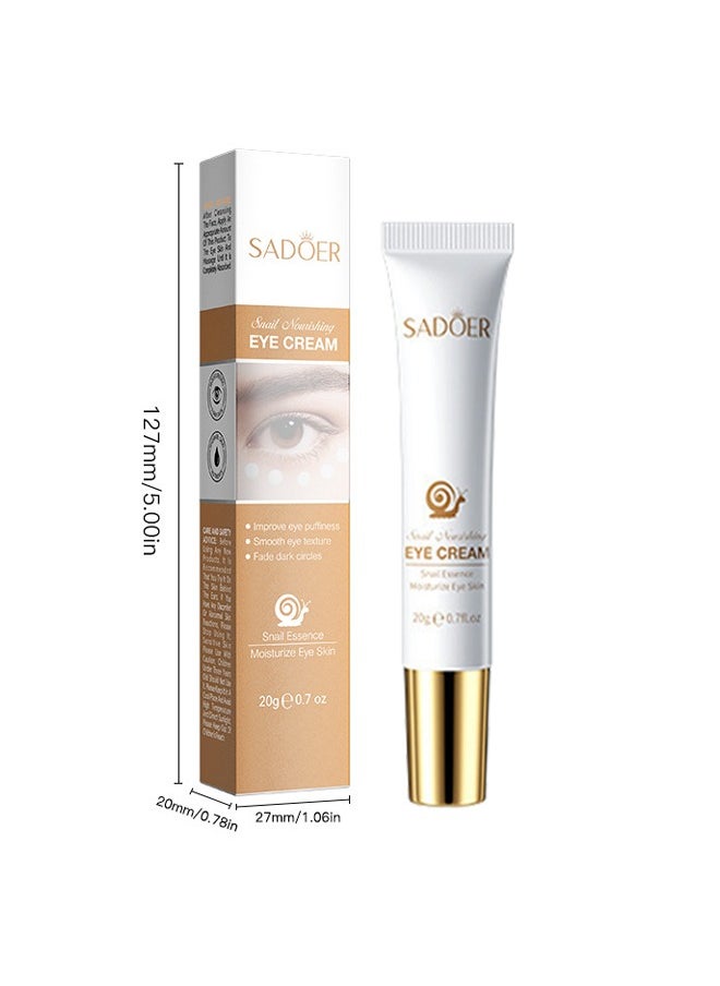 Snail Essence Moisturize Eye Cream , Anti Aging, Exquisitely Repair Skin, Moisturize, Fade Eye Lines, Dark Circles and Black Spots, Shrink Pores and Tighten Skin, Moisturizing Eye Serum, Eye Care 20g