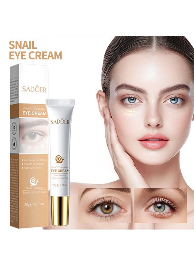Snail Essence Moisturize Eye Cream , Anti Aging, Exquisitely Repair Skin, Moisturize, Fade Eye Lines, Dark Circles and Black Spots, Shrink Pores and Tighten Skin, Moisturizing Eye Serum, Eye Care 20g