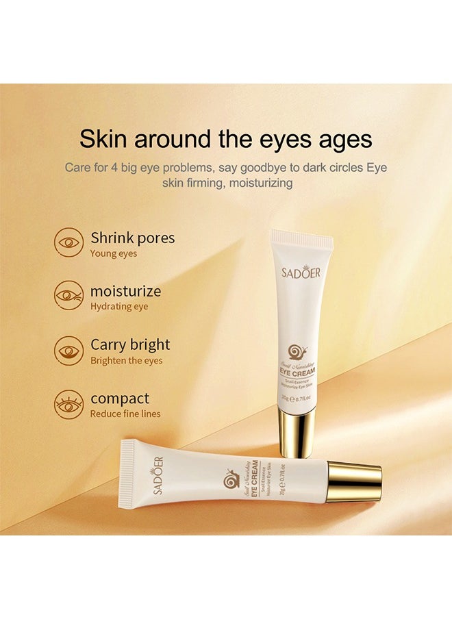 Snail Essence Moisturize Eye Cream , Anti Aging, Exquisitely Repair Skin, Moisturize, Fade Eye Lines, Dark Circles and Black Spots, Shrink Pores and Tighten Skin, Moisturizing Eye Serum, Eye Care 20g