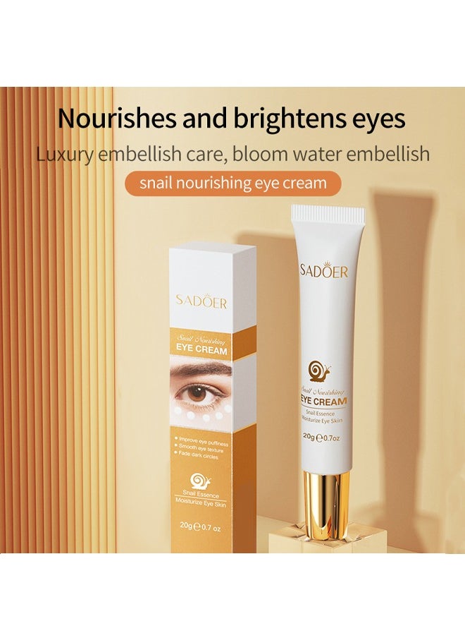Snail Essence Moisturize Eye Cream , Anti Aging, Exquisitely Repair Skin, Moisturize, Fade Eye Lines, Dark Circles and Black Spots, Shrink Pores and Tighten Skin, Moisturizing Eye Serum, Eye Care 20g