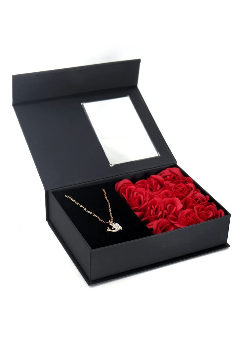 The Procure Store Artificial Flower Gift Set Box with Necklace