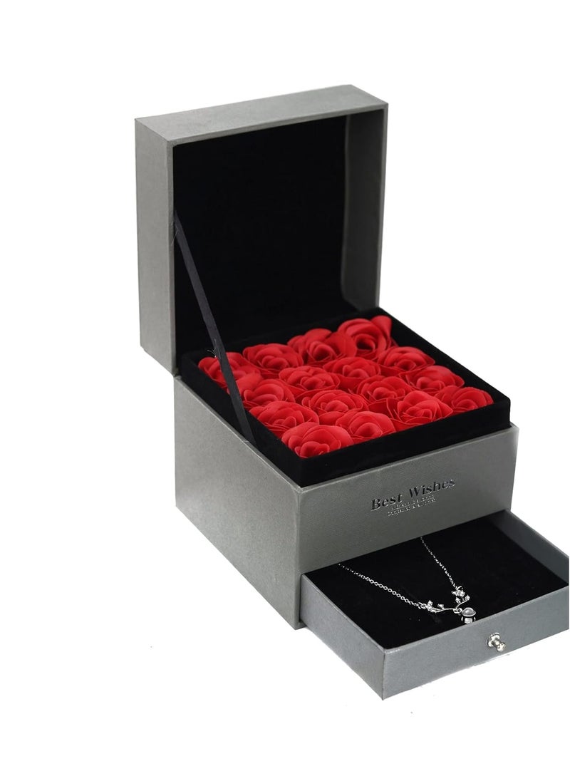 The Procure Store Artificial Rose Gift Set Box with Neckpiece