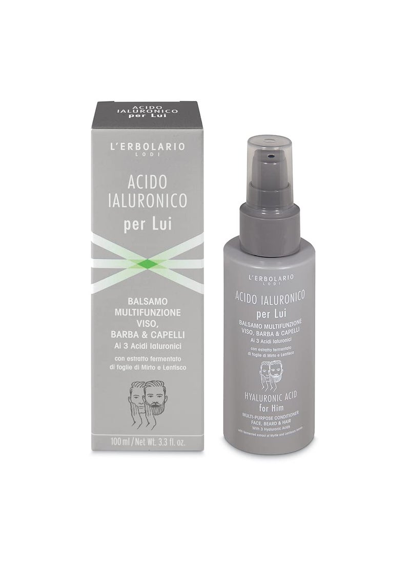 LErbolario Hyaluronic Acid Multipurpose Conditioner Face Beard and Hair for Men - 3.3 oz Condition