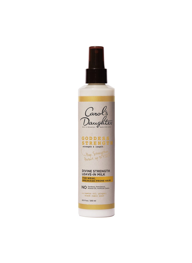 Carol's Daughter Leave In Conditioner, 8.5 Fluid Ounces, Goddess Strength Divine Strength Hair Milk with Castor Oil for Weak, Wavy, Coily and Curly Hair