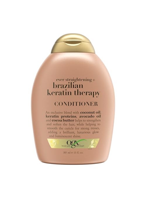 Ever Straightening + Brazilian Keratin Therapy Hair-Smoothing Conditioner with Coconut Oil, Cocoa Butter & Avocado Oil, Paraben-Free, Sulfate-Free Surfactants