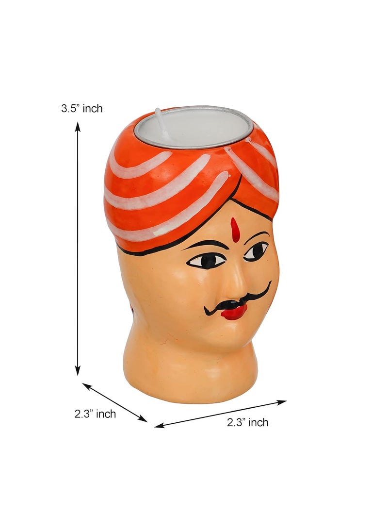 Webelkart Premium Handmade Kaka Kaki | Seth Sethani | Raja Rani Rajasthani Couple Tealight Candle Holder for Home | Kaka kaki face Tealight Holder for Diwali Decoration, Paper