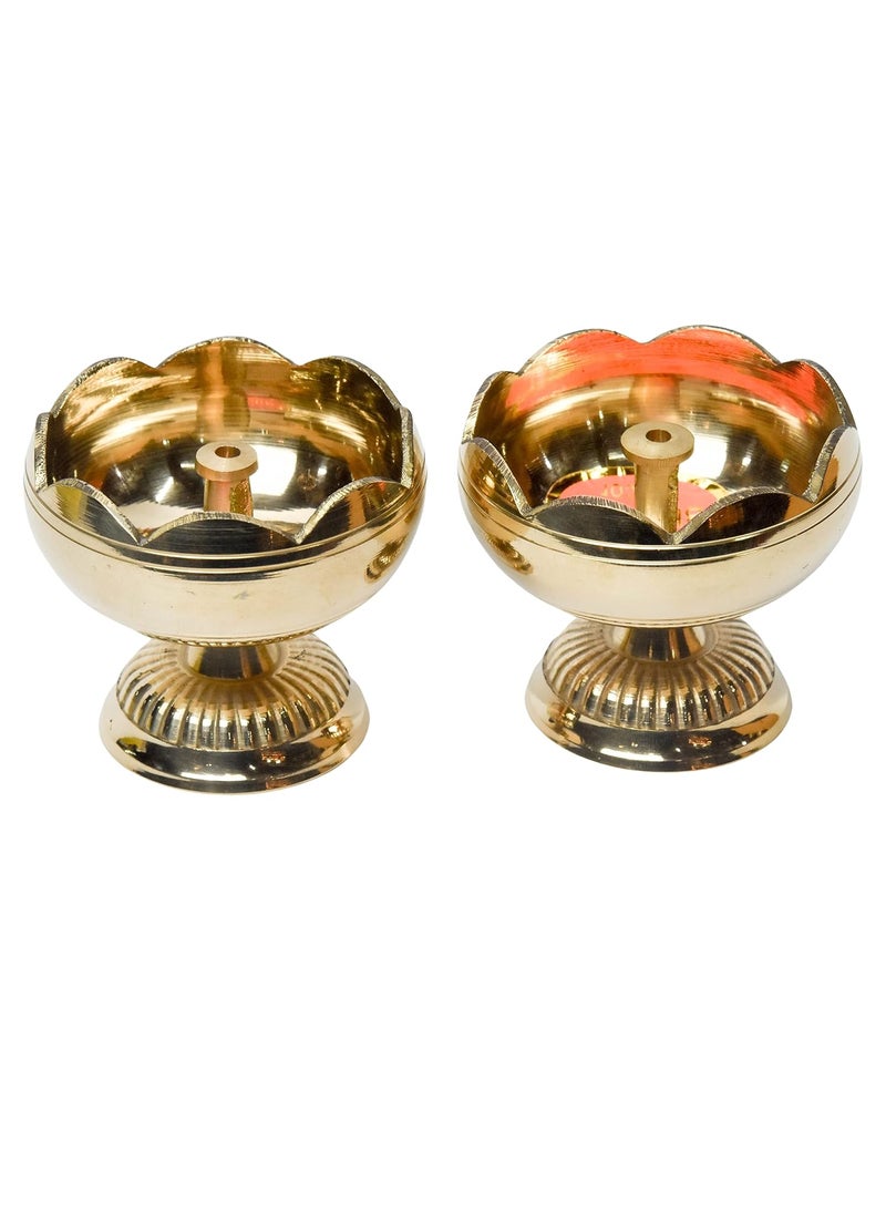 Bhimonee Decor Pure Brass Tamator Nanda Deep Deepak Diya for Pooja Purposes 24 Inches 240 gm