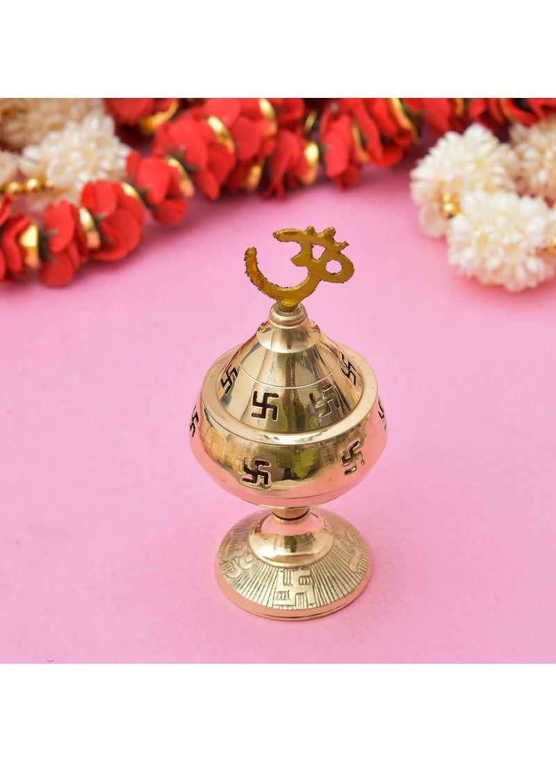 SanvatsarAuthentic Brass Swastik Diya for Puja Peetal Swastik Diya