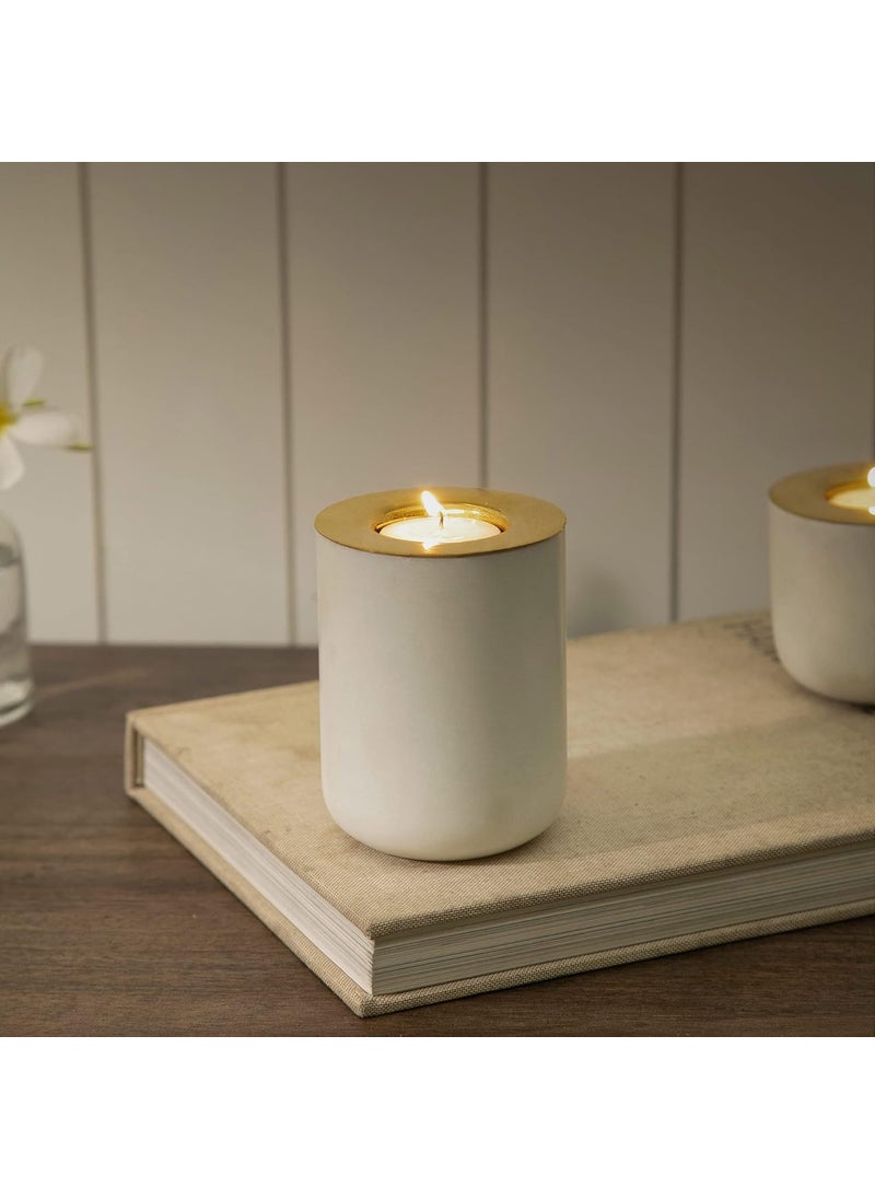 Ellementry Maya Large Tea Light Holder White Marble TLight Candle Holder for Indoor Outdoor Home Dcor Christmas Decoration Item