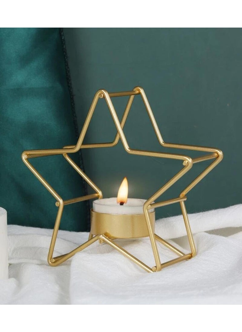 The Decor Affair 1 Pcs Crafted Metal Star Candle Holder Standing at 20CM Tall Infusing Your Space with Cosmic Brilliance and Timeless Charm