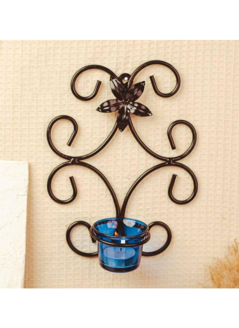 The Decor Affair 1 Pcs Single Glass Metal Wall Hanging Tea Light Candle Holder a Masterpiece of Illuminated Sophistication