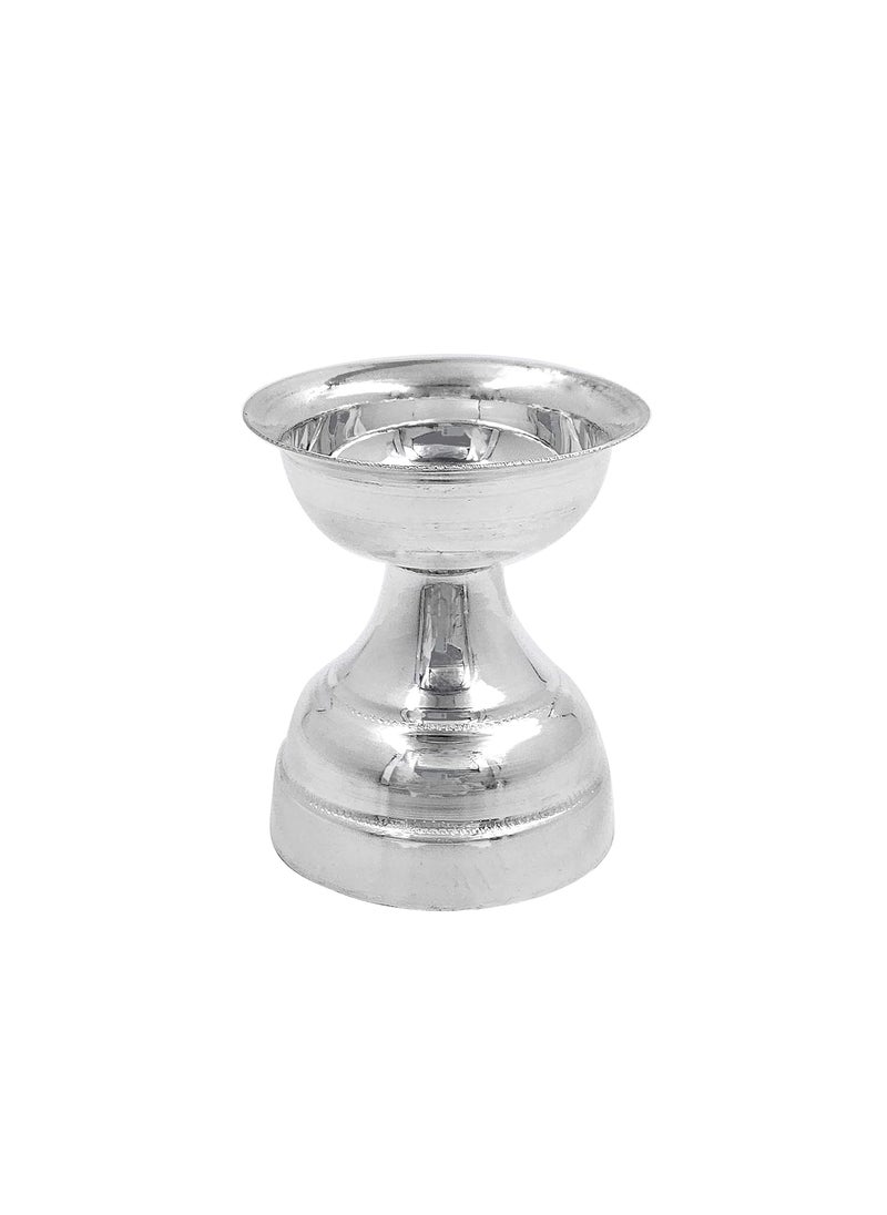 MAA SILVER Pure Silver Diya with Round Shape Mirror Finish Perfect for Gifting and Everyday Pooja Use 97 Purity40 Grams Silver
