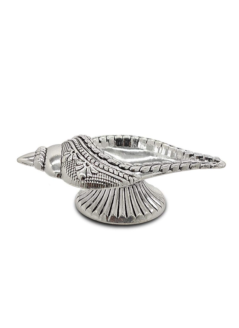 MAA SILVER Pure Silver Diya with Unique Shankh Conch Shell Shape Design Antique Oxidised Finish BIS Hallmarked Perfect for Gift and Pooja Use 925 Purity35 Grams Silver