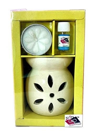 Lavender Serenade OffWhite Ceramic Tea Light Holder Blossom Light Aroma Diffuser Captivating Aromatherapy Oil Burner and Luxurious Wax Warmer