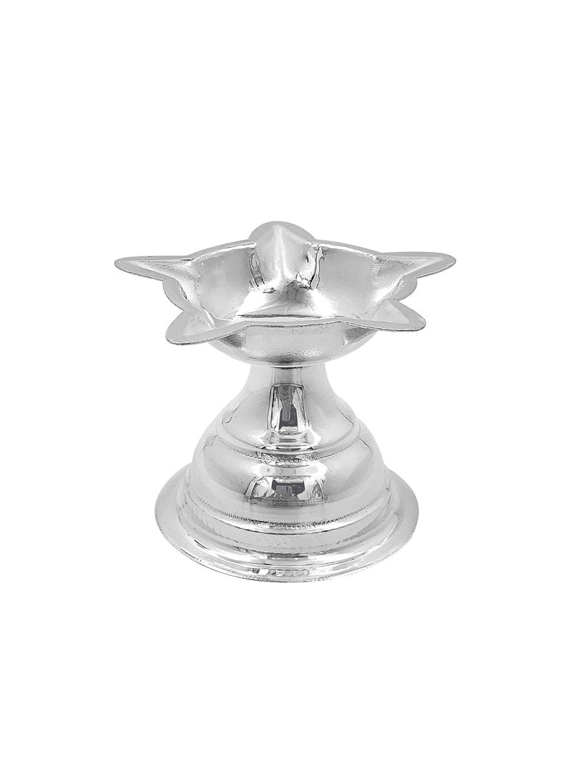 MAA SILVER Pure Silver Diya with Star Shape Mirror Finish Perfect for Gifting and Everyday Pooja Use 97 Purity20 Grams Silver