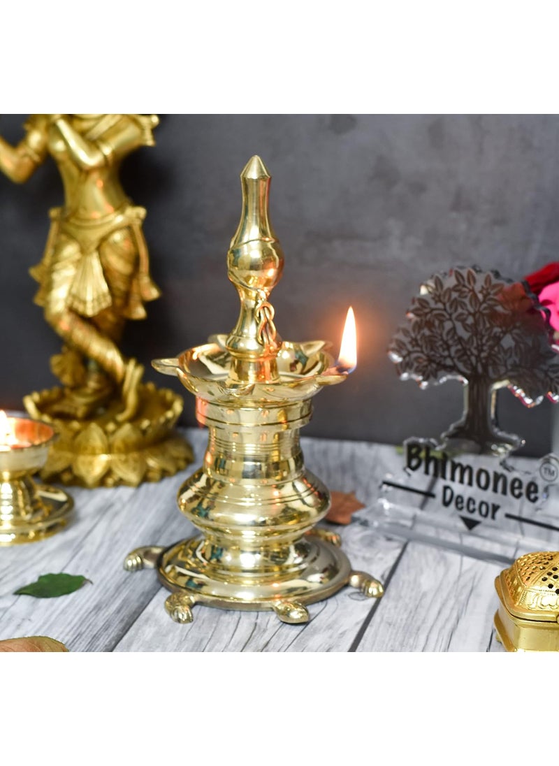 Bhimonee Decor Pure Brass Vastu Table Diya Diya on Tortoise 95 inches Brass Pack of 1 pc