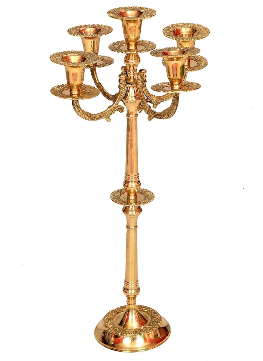 EHandicrafts large mughal design candle stand shamadan with 5 holders 20 inch height candle stands for decoration candle stands for living room candle stands for table candle holders candle holder stand candle holder for decoration