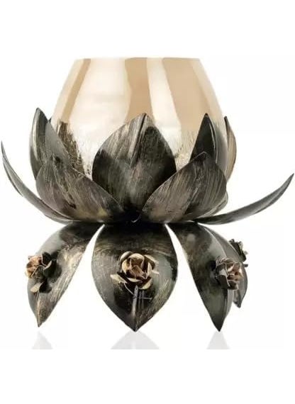 Artisanal Metal Lotus Candle Holder Elegant and Unique 1Cup Design to Illuminate Your Space with Style Ideal for Home Decor Gift Idea and Meditation Practices Pack of 1