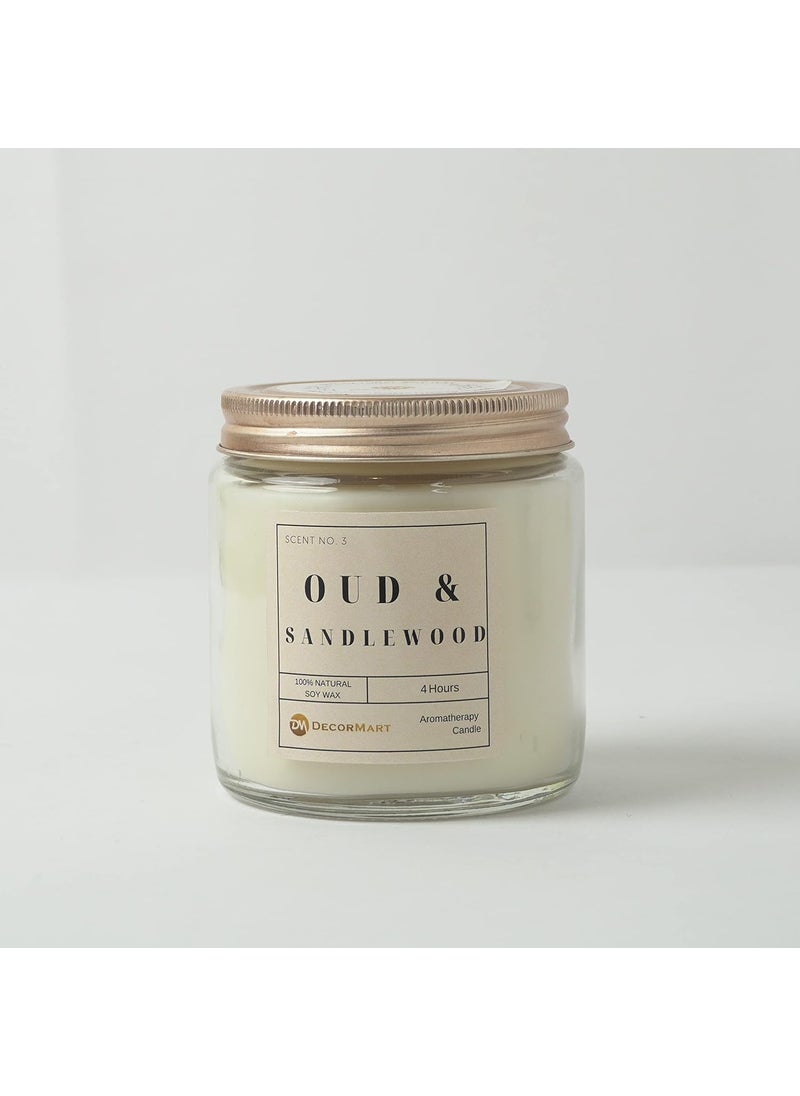 The Decor Mart Oud Sandalwood Scenetd Candle Jar with Lid