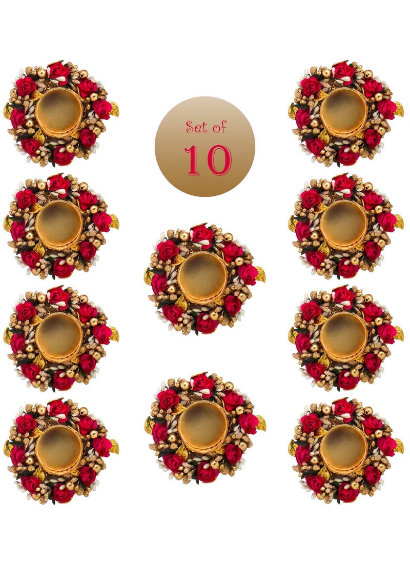 Sanvatsar Ceramic Home Decorative Diya Set Of 10Corporate Gift Diwali Gift DiyaDeepak Candles New Year Gift Christmas Gifts Home Decoration Light Diya Set Of 10 Red Color