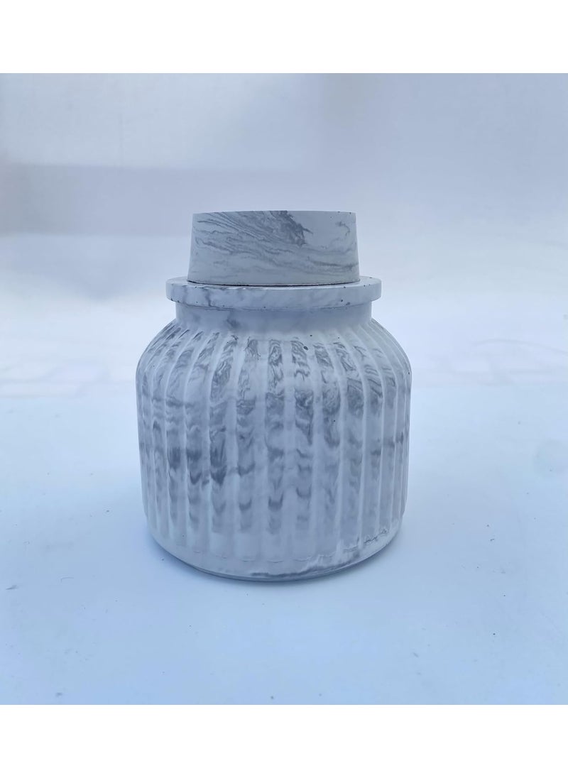 Sweera Art Concrete Stried Candle Jar with Lid IHandmade Jar with Lid l Handmade Candle Gift I Multiused Jar and Lid I Luxury Candle I Best Candle Jar for Home Decor