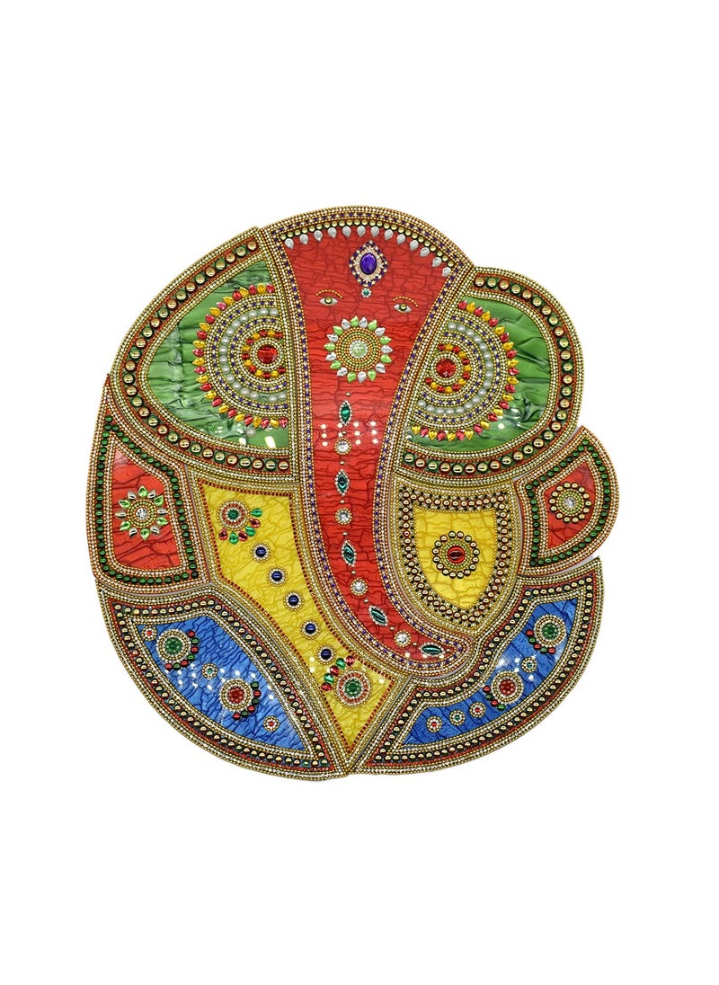 Puja N Pujari Ganesh Design Acrylic Rangoli Set Decorations for Floor Large Size with Tealight Candle Holder