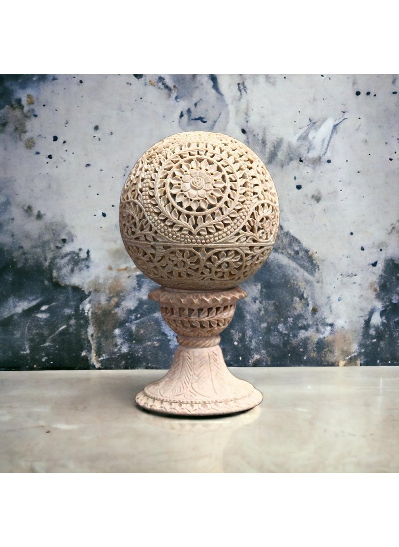 Pooja Creation Shopstone Carved Candle and Tea Light Holder Home Decor Showpieace Item 20 cm