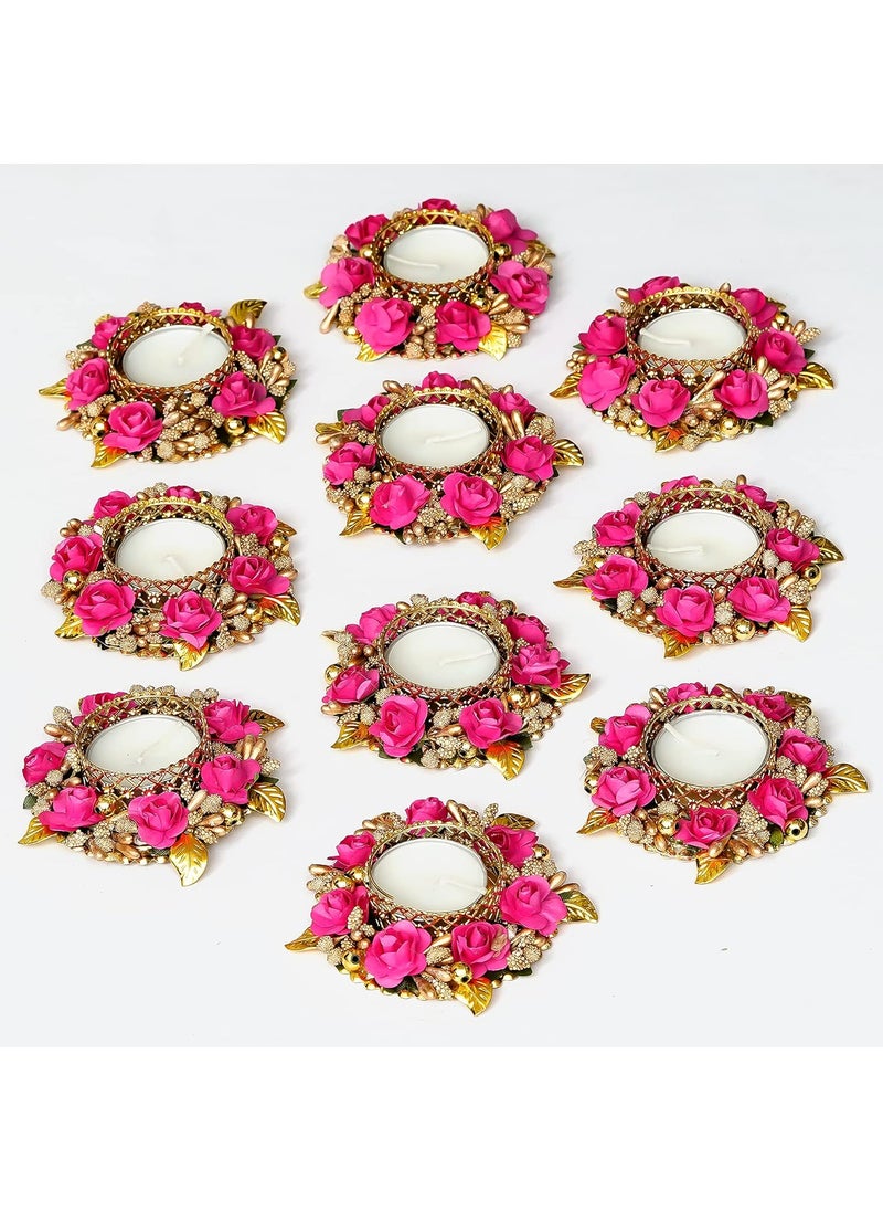Sanvatsar Home Decorative Deepak Corporate Gift Diwali Gift Diya Deepak Candles New Year Gift Christmas Gifts Home Decoration Light Diya Set Multi Color 10 Diyas Pink