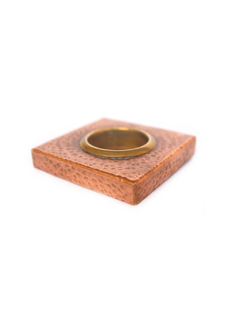 DeKulture Handmade Pure Copper Brass Square Votive T Light Holder Candle Bowl Diya Ideal for Home Table Decoration 3X 3x05 LWH Inches