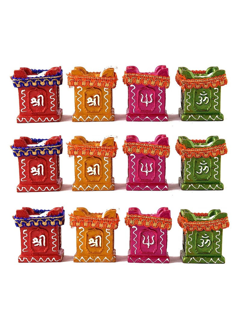 KUSHAL Creations Diya for Diwali Decoration Handmade Earthen Clay Terracotta Decorative Matki Diya Set Tealight Candle Festival Diya Oil Lamps 4 Matki Diya 12