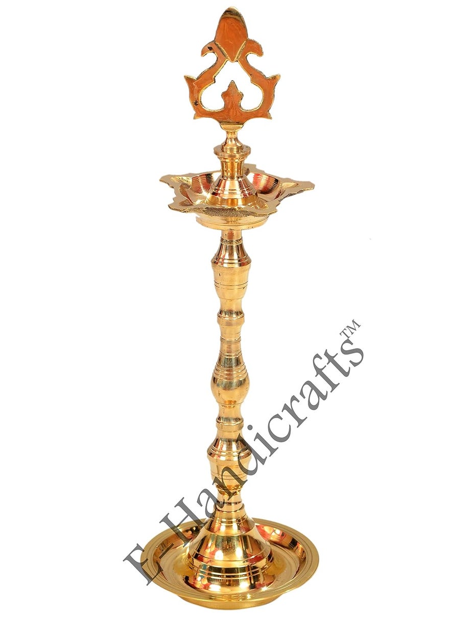 EHandicrafts Pure Brass Large 15 inch Pooja Diya diyas for puja Table Diya