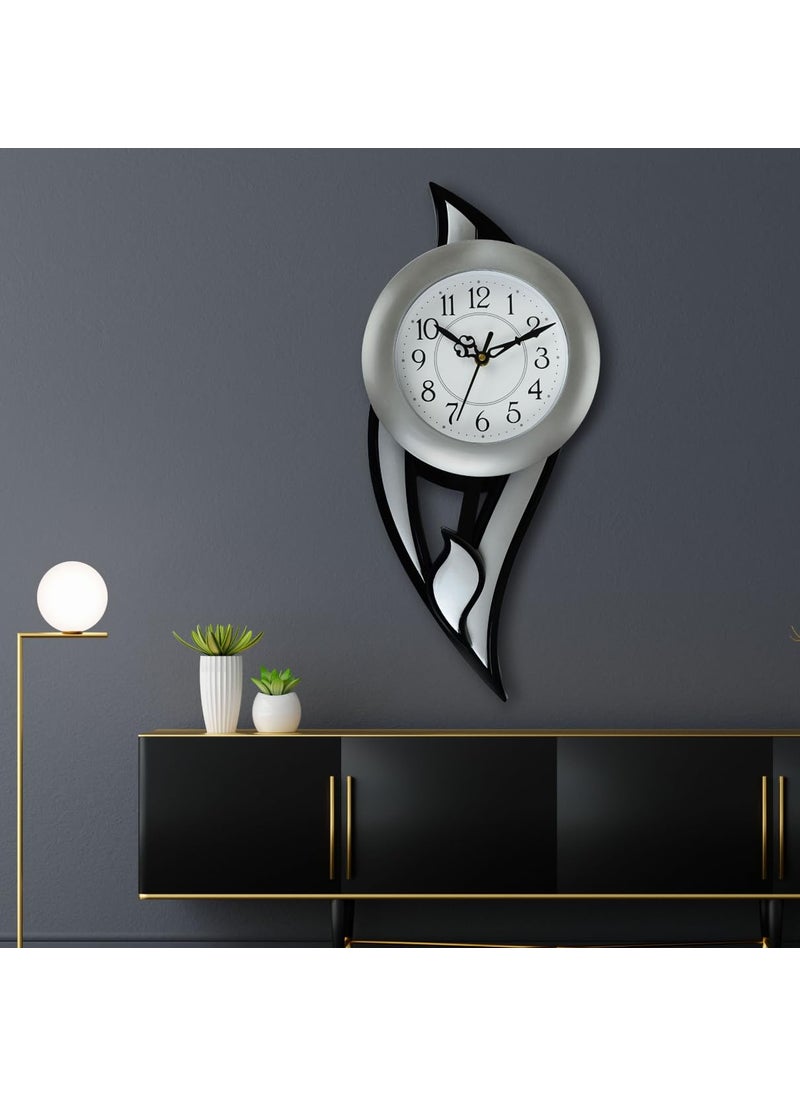 Harbour Analog Latest Stylish New Models Wall Clock with Pendulum for Home Living Room Hall Bedroom Size Height 42 CM X Width 175 CM lqsff Silver