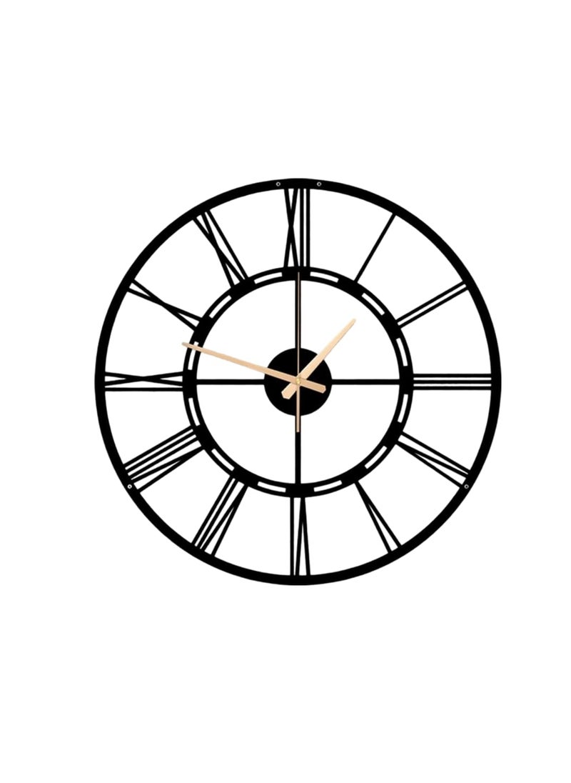 Reyox Metal Wall Clock Large Metal Wall Clock for Living Room Bedroom Metal Wall Ornament Outdoor Wall Clock Home Decor Clocks and Gifts Laser Cut Clock Home Gifts Black 40 CM DA17