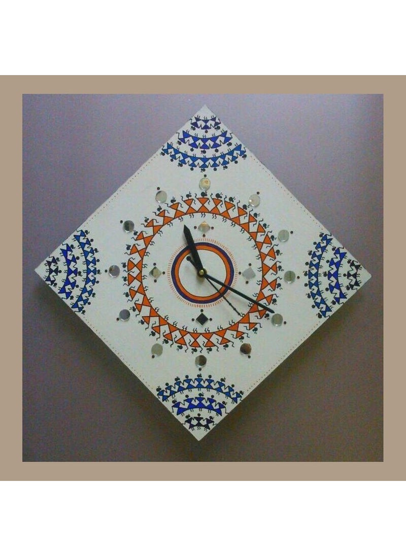 Decordial Handmade 12 Square Art lippan Wall Clock Hanging Painting Aesthetic Art Home Decor for Living Room Gift for Anniversary Birthday Wife Sister Customized Handmade by Artist