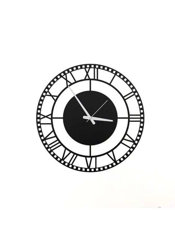 Reyox Metal Analog Wall Clock for Living Room Bedroom Wall Hanging Decor Metal SignHousewarming Gift AntiqueBig Size Black 40 CM DA26