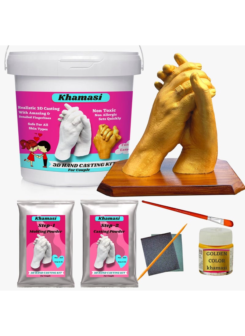 Khamasi Hand Casting Kit 3D Couple Casting Kit Hand Mould Kit 3D Moulding Powder Clay Hand Foot Gift for Couple