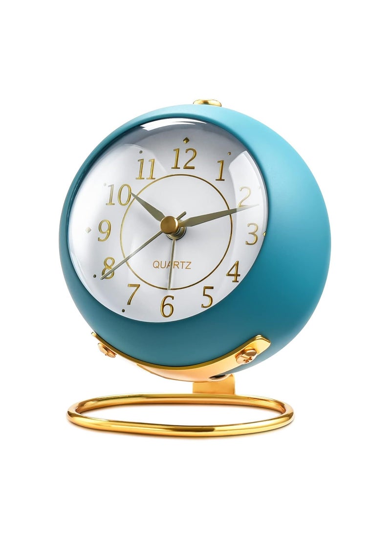 Taglich Desk Alarm Clock Small Tabletop Alarm Clock Battery Operatded Alarm Watch for Livingroom Silent and Non Tacking Clock for Bedroom Night Light Alarm Clock for BedsideDesktopKids Blue