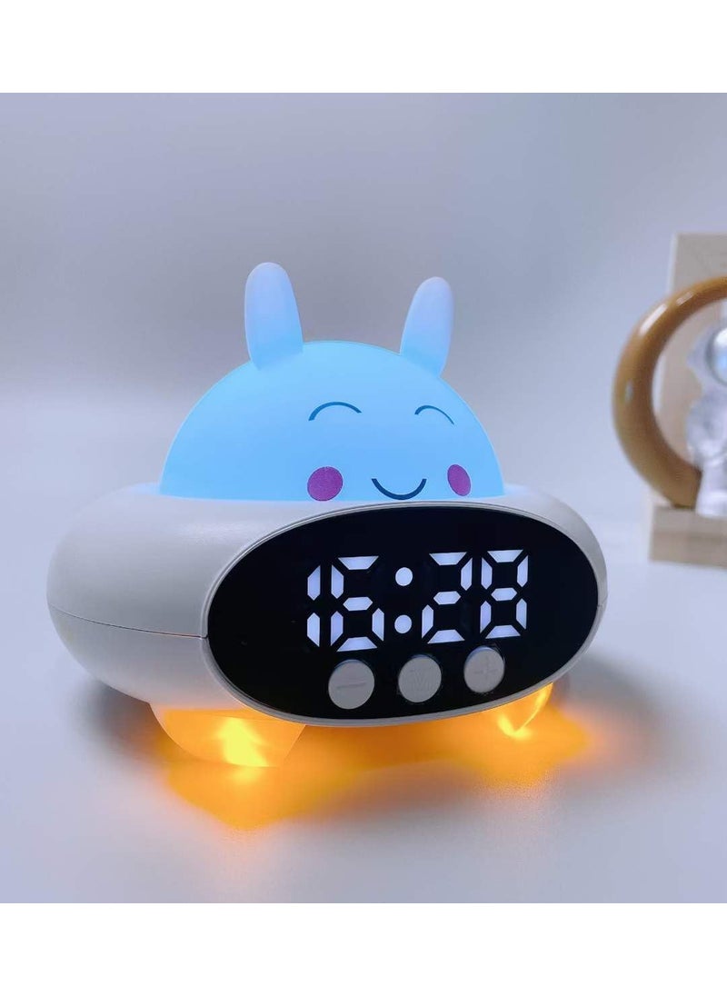 Shrux Digital Clock with Bluetooth SpeakerLed Display Alarm Clock with LampRabbit Design Table Top Loud Sound Digital Watch with LightStudent Table Smart Alarm ClockBedroom Bedside Digital Watch