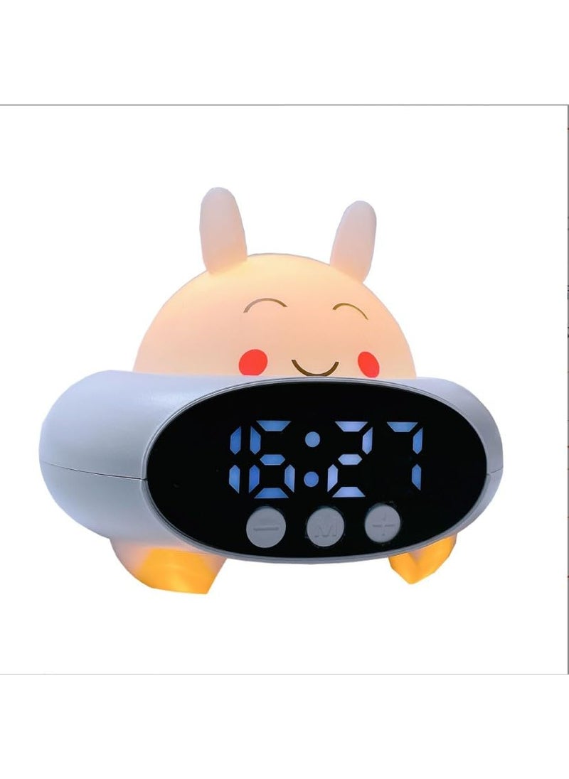Shrux Rabbit Design Loud Alarm Clock with Bluetooth Speaker and Light Kids and Parents Bed Room Bed Side Desk Digital Watch 1500mAh Battery Color Changing Mode Loud Alarm Sound Student Clock